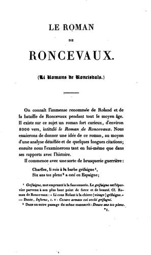 Dissertation sur le Roman de Roncevaux by Louis Henri Monin cover