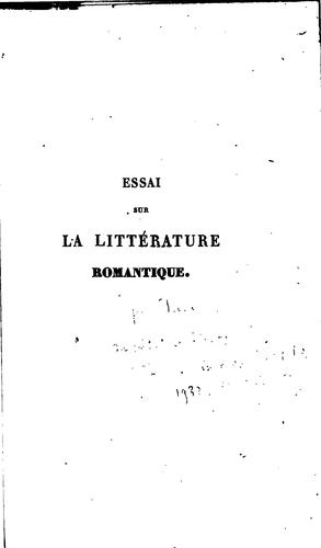 Essai sur la littérature romantique by Junius Castelnau cover