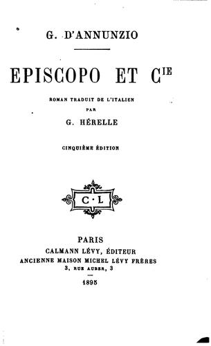 Episcopo et Cie: roman by Gabriele D'Annunzio cover