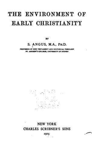 The environment of early Christianity by Samuel Angus cover