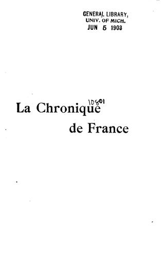 La Chronique de France by Pierre de Coubertin cover