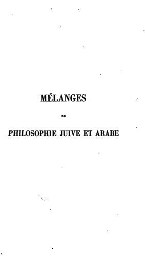 Mélanges de philosophie juive et arabe