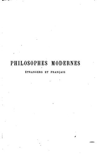 Philosophes modernes, étrangers et français by Adolphe Franck cover