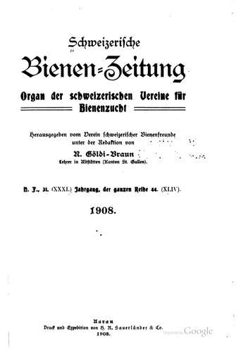 Schweizerische Bienen-zeitung by Verein Deutsch -Schweizerischer Bienenfreunde cover