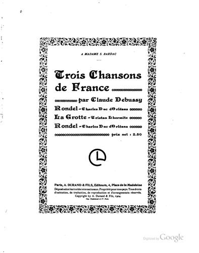 Trois chansons de France by Claude Debussy cover