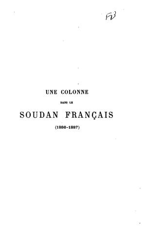 Une colonne dans le Soudan français (1886-1887) by Joseph-Simon Gallieni cover