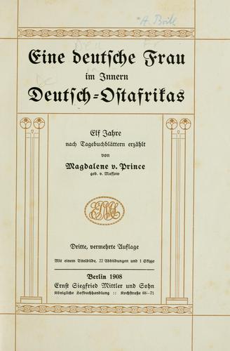 Eine deutsche Frau im innern Deutsch-Ostafrikas by Magdalene von Prince cover