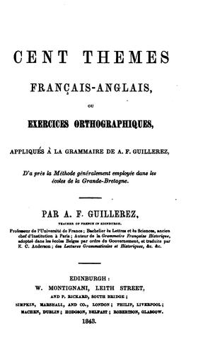 Cent thèmes français-anglais by A F. Guillerez cover
