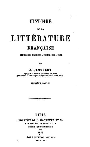 Histoire de la Litterature Francais by J Demogeot cover