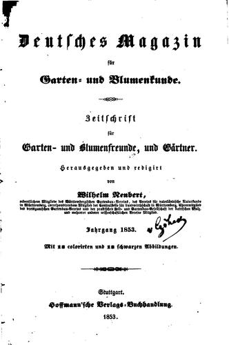 Deutsches Magazin fr Garten- und Blumenkunde by Wilhelm Neubert cover