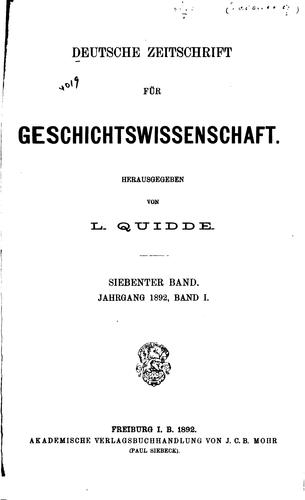 Deutsche Zeitschrift für Geschichtswissenschaft by [name missing] cover