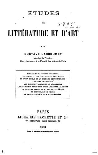 Études de littérature et d'art