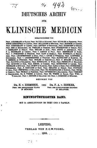 Deutsches archiv fuer klinische medizin by [name missing] cover