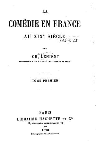 La Comedie en France by CH. Lenient cover