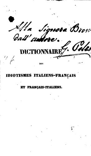 Dictionnaire des idiotismes italiens-français et français-italiens by Giacomo Polesi cover