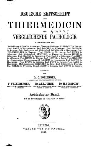 Deutsche Zeitschrift für Thiermedicin und vergleichende Pathologie by  cover