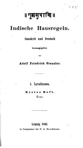 Indische Sausregeln Sanskrit und Deutsch by Adolf Friedrich Steuzler cover