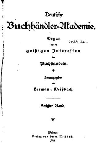 Deutsche Buchhändler-akademie by Hermann Weissbach cover