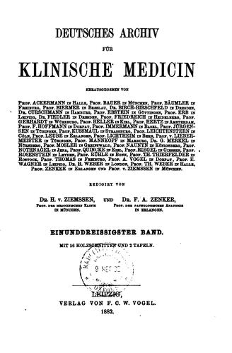 Deutsches Archiv fur Klinische Medicin by Dr.H.v.Ziemssen und Dr.F.A.Zenker cover