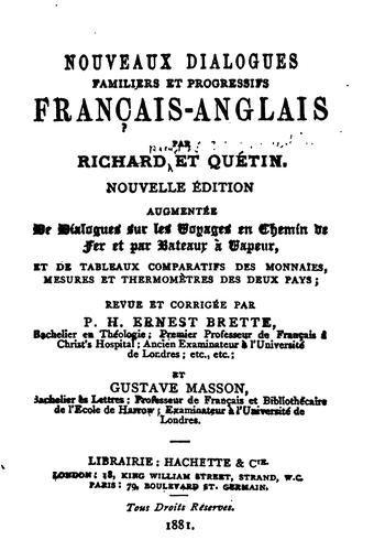 Nouveaux dialogues familiers et progressifs français-anglais by Audin (Jean Marie Vincent) cover
