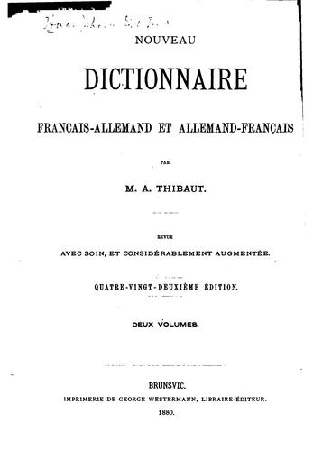 Nouveau dictionnarie français-allemand et allemand-français by  cover