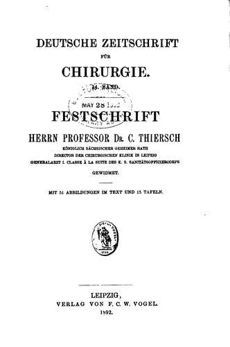 Deutsche Zeitschrift für Chirurgie by [name missing] cover