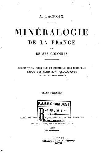 Minberalogie de la france by [name missing] cover