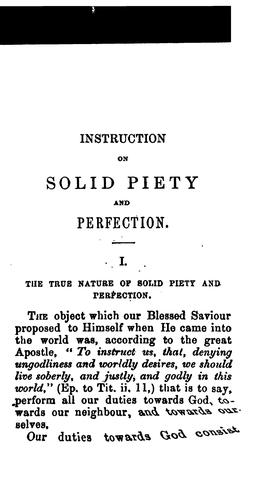 Instruction on solid piety, on confessions of devotion, and on the frequentation of the sacraments
