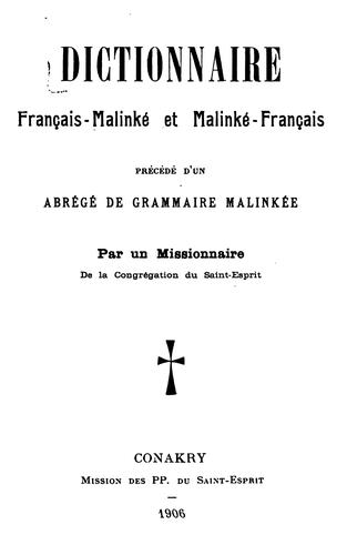 Dictionnaire français-malinké et malinké-français: précédé d'un Abrégé de grammaire malinkée by Oliver Abiven cover