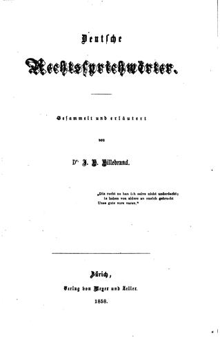 Deutsche Rechtssprichwörter: Gesammelt und erläutert by Julius Hubert Hillebrand cover