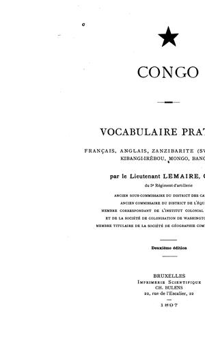 Vocabulaire pratique Français, Anglais, Zanzibarite (Swahili), Fiote, Kibangi-Irébou, Mongo, Bangala