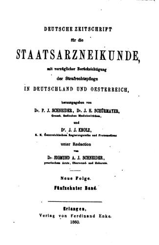 Deutsche Zeitschrift für die Staatsarzneikunde by [name missing] cover