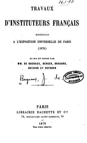 Travaux d'instituteurs français recucillis à l'Exposition universelle de Paris (1878) by [name missing] cover
