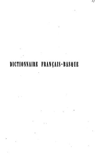 Dictionnaire français-basque by Louis-Marie-Hyacinthe Fabre cover