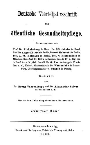 Deutsche Vierteljahrsschrift fuer oeffentliche Gesundheitspflege by [name missing] cover