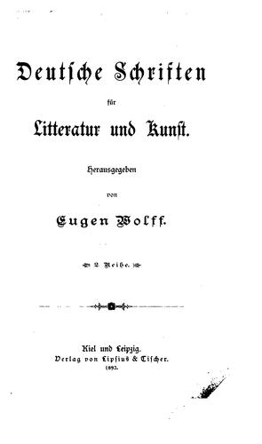 Deutsche Schriften für Litteratur und Kunst by [name missing] cover