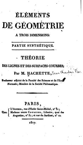 Éléments de géométrie à trois dimensions ...