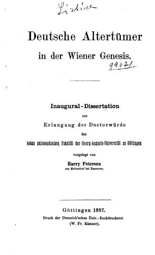 Deutsche Altertümer in der Wiener Genesis by  cover