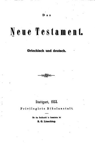 Das neue Testament, Griechisch und Deutsch by [name missing] cover