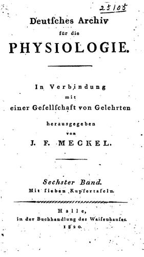 Deutsches Archiv für die Physiologie by  cover