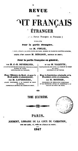 Revue de droit français et étranger by  cover