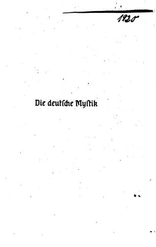 Die deutsche Mystik by Ernst Ludwig Schellenberg cover
