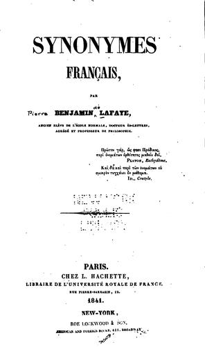 Synonymes français by Pierre Benjamin de Lafaye cover