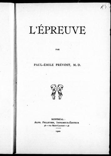 L' épreuve by Paul-Émile Prévost cover
