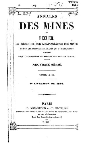 Annales des mines by France Commission des Annales des mines cover