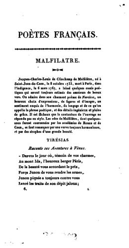Poètes français, ou choix de poésies des auteurs du second et du troisième ordre, des XVe, XVIe .. by Jean Baptiste Joseph de Champagnac cover