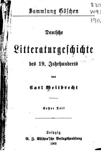Deutsche Litteraturgeschichte des 19. Jahrhunderts by Karl Weitbrecht cover
