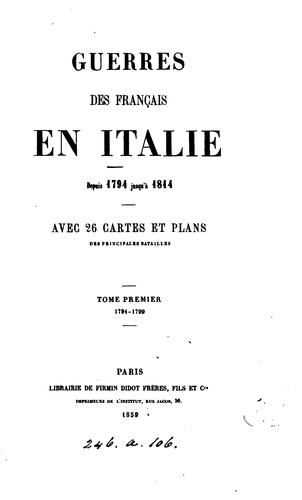 Guerres des Français en Italie, 1794-1814 by [name missing] cover