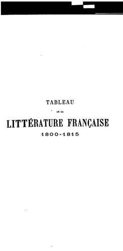 Tableau de la littérature français 1800-1815 .. by Gustave Merlet cover