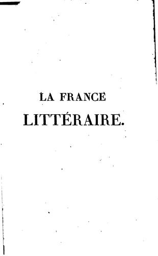 La France littéraire by  cover